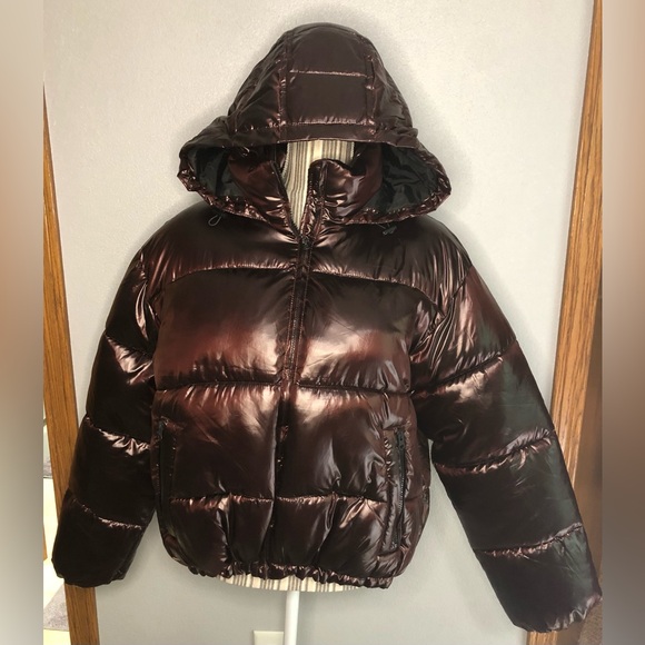 American Eagle shiny puffer coat M - Picture 3 of 15